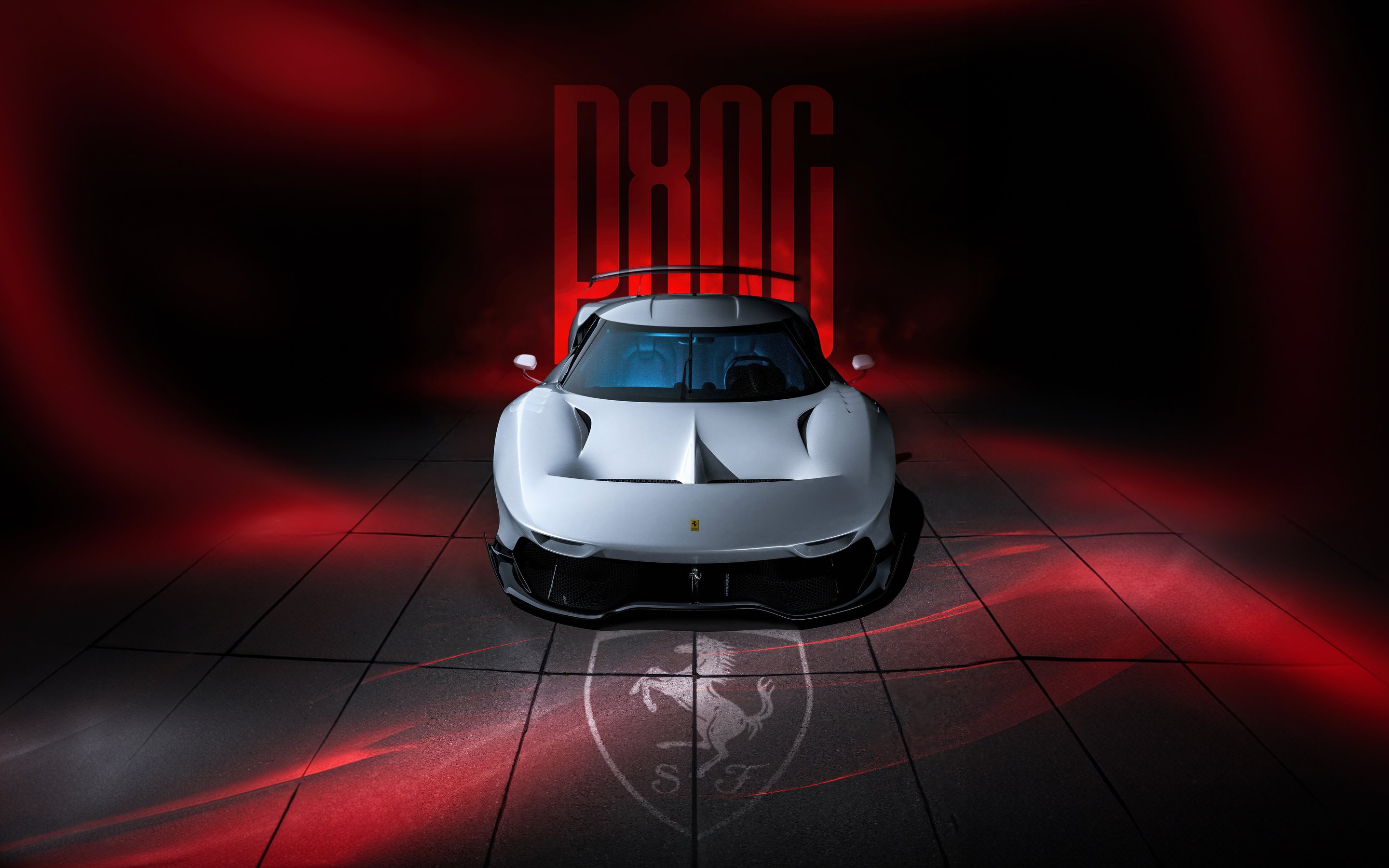 White Ferrari P80/C front view - Wallpapers for Apple MacBook 15″ in 2880x1800 resolution