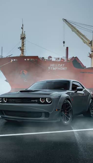 Industry Wallpapers for iPhone 18 Pro/18/17 Pro/17/16 Pro (1206x2622): Dodge Challenger, muscle car, body kit, ship