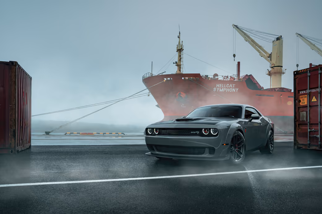 Серый Dodge Challenger Hellcat - Обои для iPhone 11/XR в разрешении 828x1792