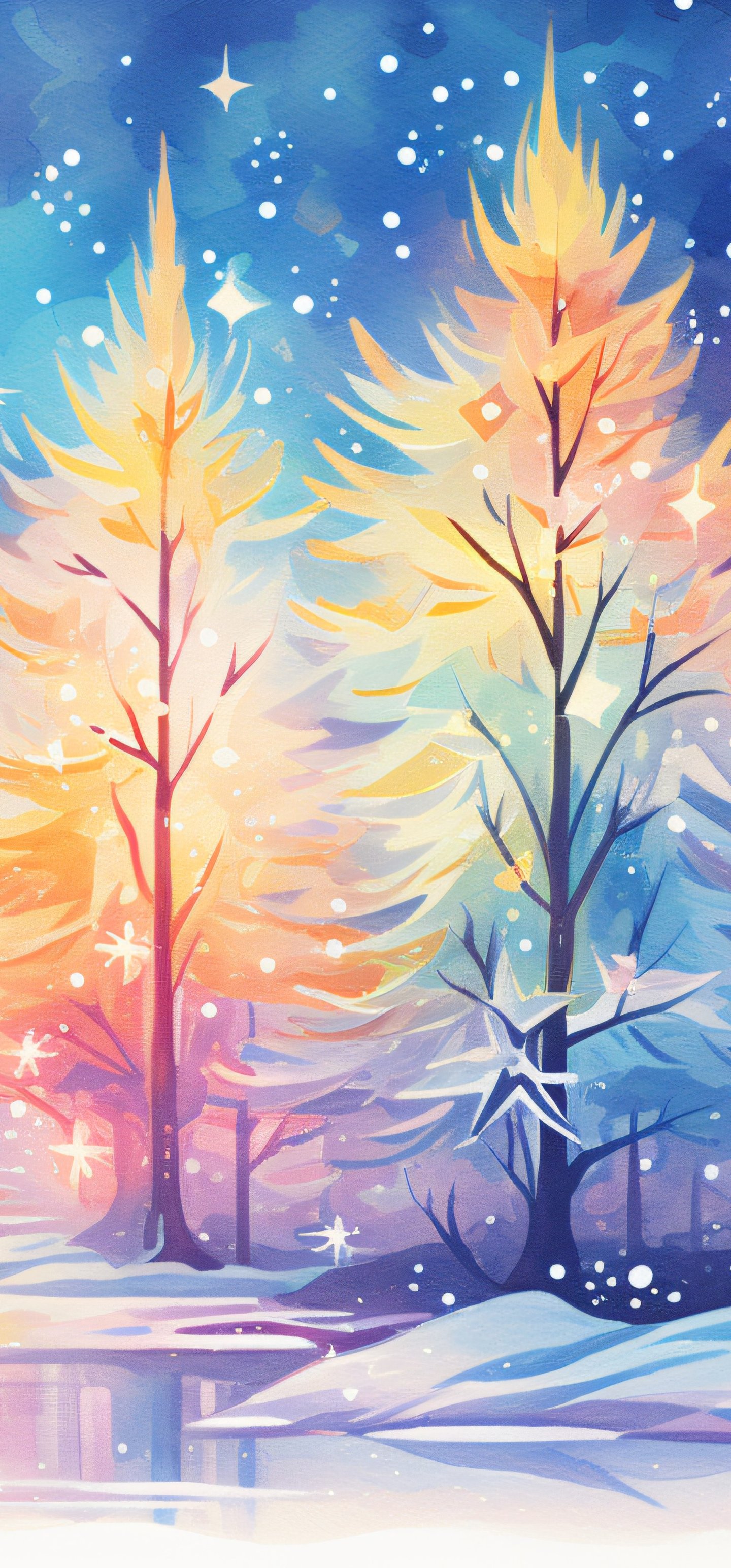 Winter forest with an icy river - wallpapers for Samsung Galaxy S22
