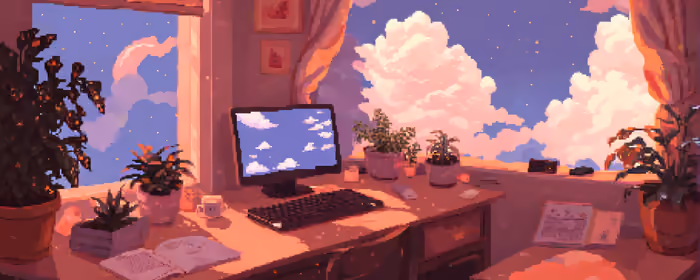 Рабочее место у окна фото для UltraWide мониторов 21:9 (3440x1440): пиксельное искусство, рабочее место, компьютер, комната