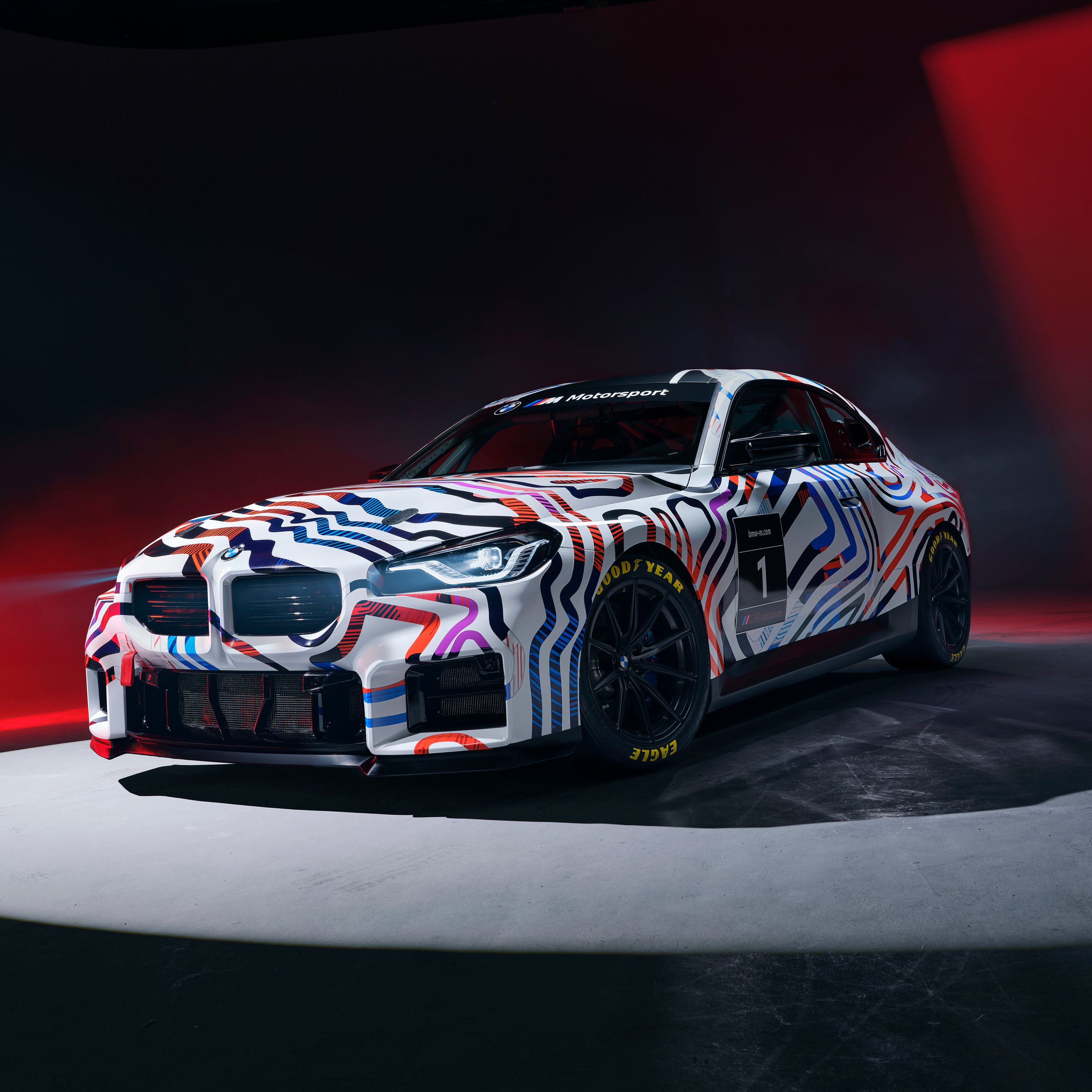 BMW M2 with colorful stripes - Wallpapers for Samsung Galaxy Tab S9+ in 2800x2800 resolution