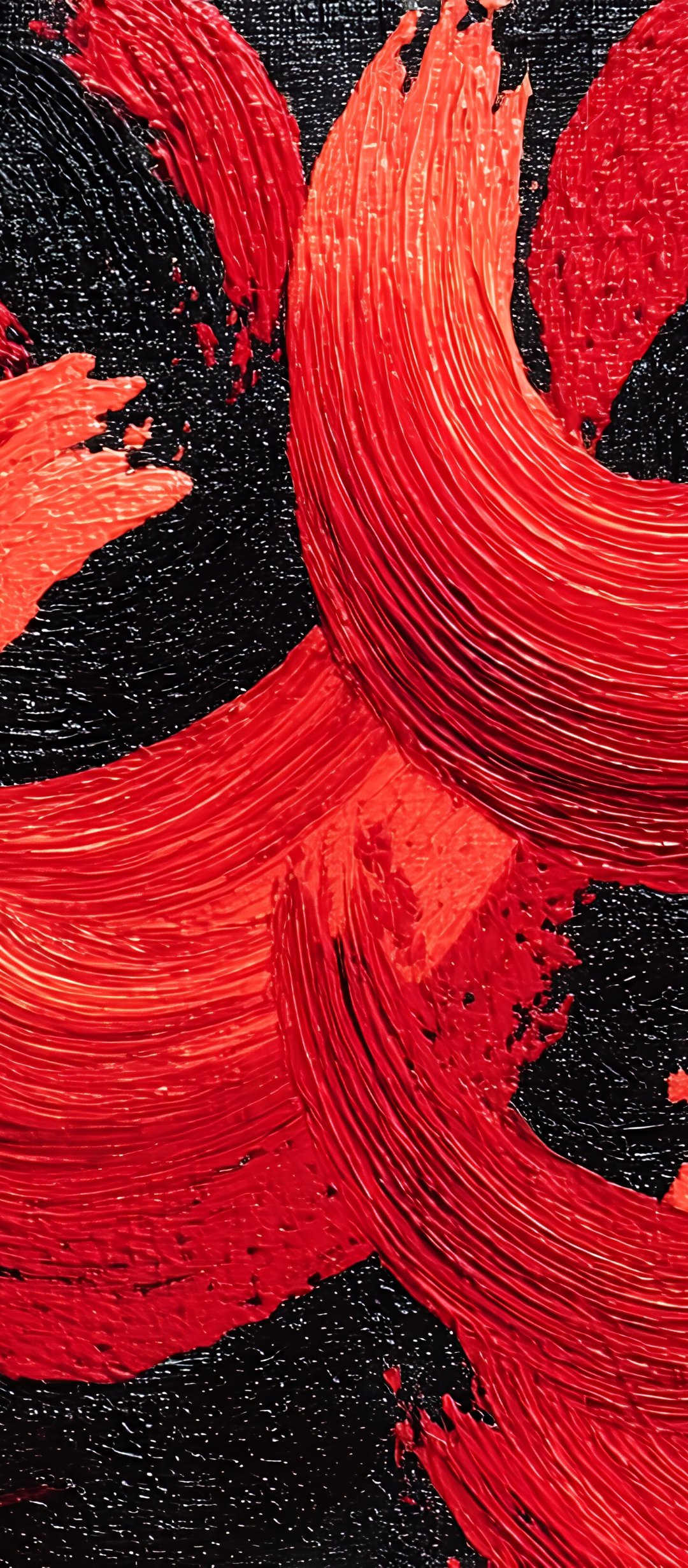 Red graffiti with a brush on a black wall - Wallpapers for TECNO/Infinix in 1080x2460 resolution