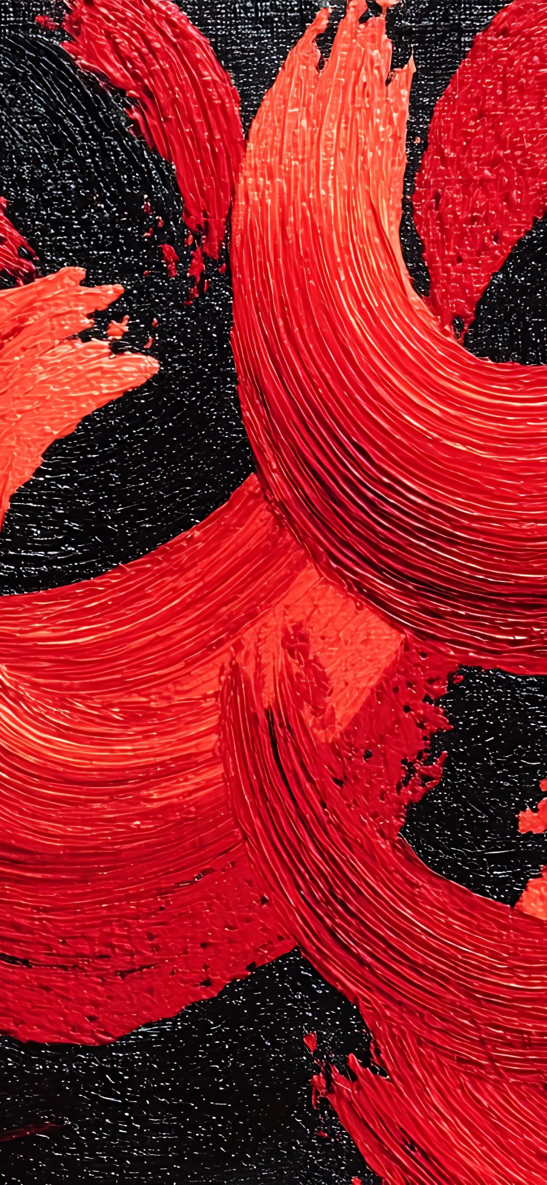 Red graffiti with a brush on a black wall - Wallpapers for iPhone X/XS/11 Pro in 1125x2436 resolution