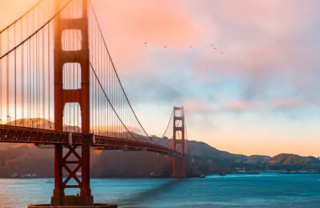 City wallpapers: Golden Gate Bridge, San Francisco, ocean, sunrise