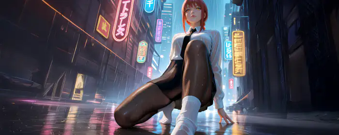UltraWide 21:9 wallpapers (3440x1440): Makima, Chainsaw Man, school uniform, street