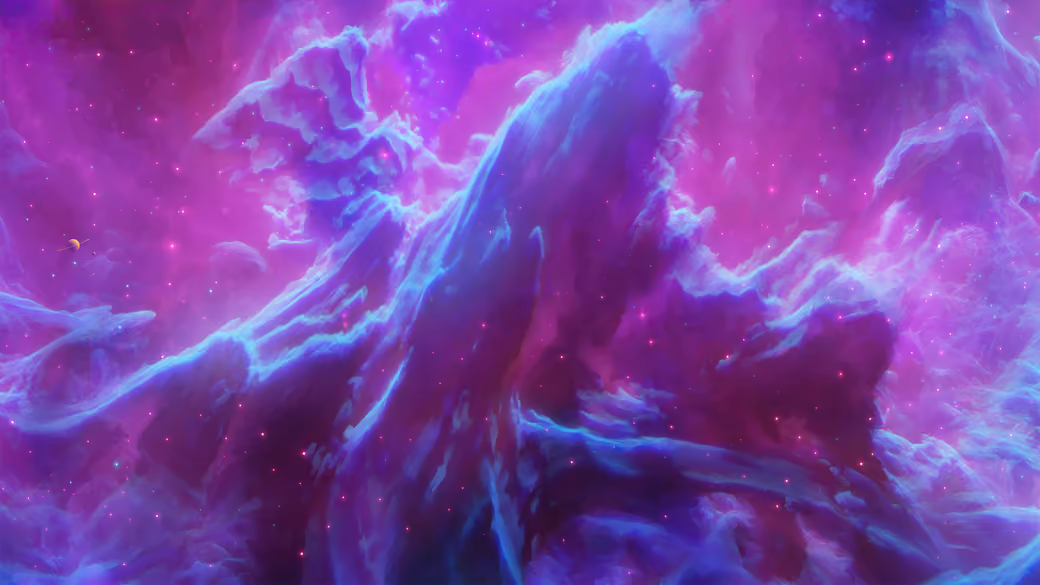 Bright purple cosmic nebula — desktop and phone wallpaper, free download
