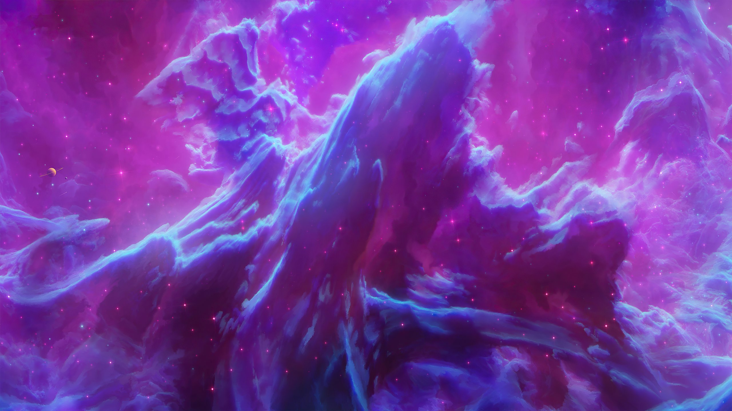 Bright purple cosmic nebula - 2K Quad HD wallpapers in 2560x1440 resolution