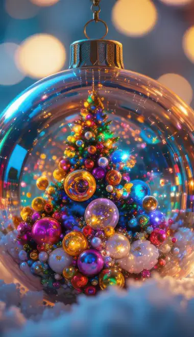 stringlight Wallpapers for Samsung Galaxy M55, POCO M4/X4/X5, Xiaomi Redmi 12/13/Note 13/Note 14/Note 14S (1080x2400): christmas decorations, christmas tree, Christmas, miniature