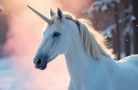 Fantasy wallpapers: unicorn, forest, winter, morning
