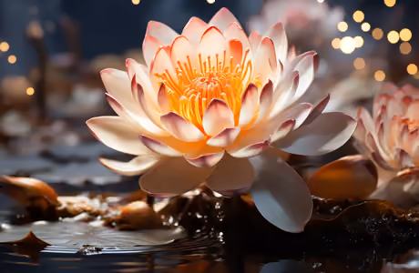 Nature wallpapers: lotus, lake, lily pad, evening