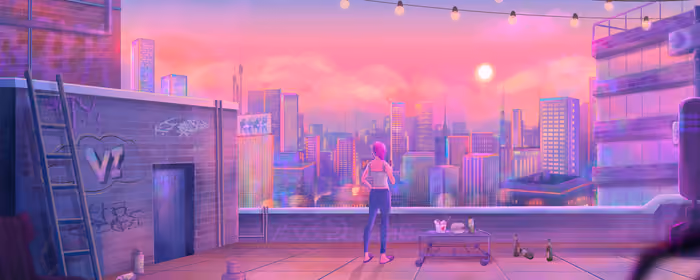 UltraWide 21:9 Jeans wallpapers (2560x1080): rooftop, sunset, skyscrapers, girl
