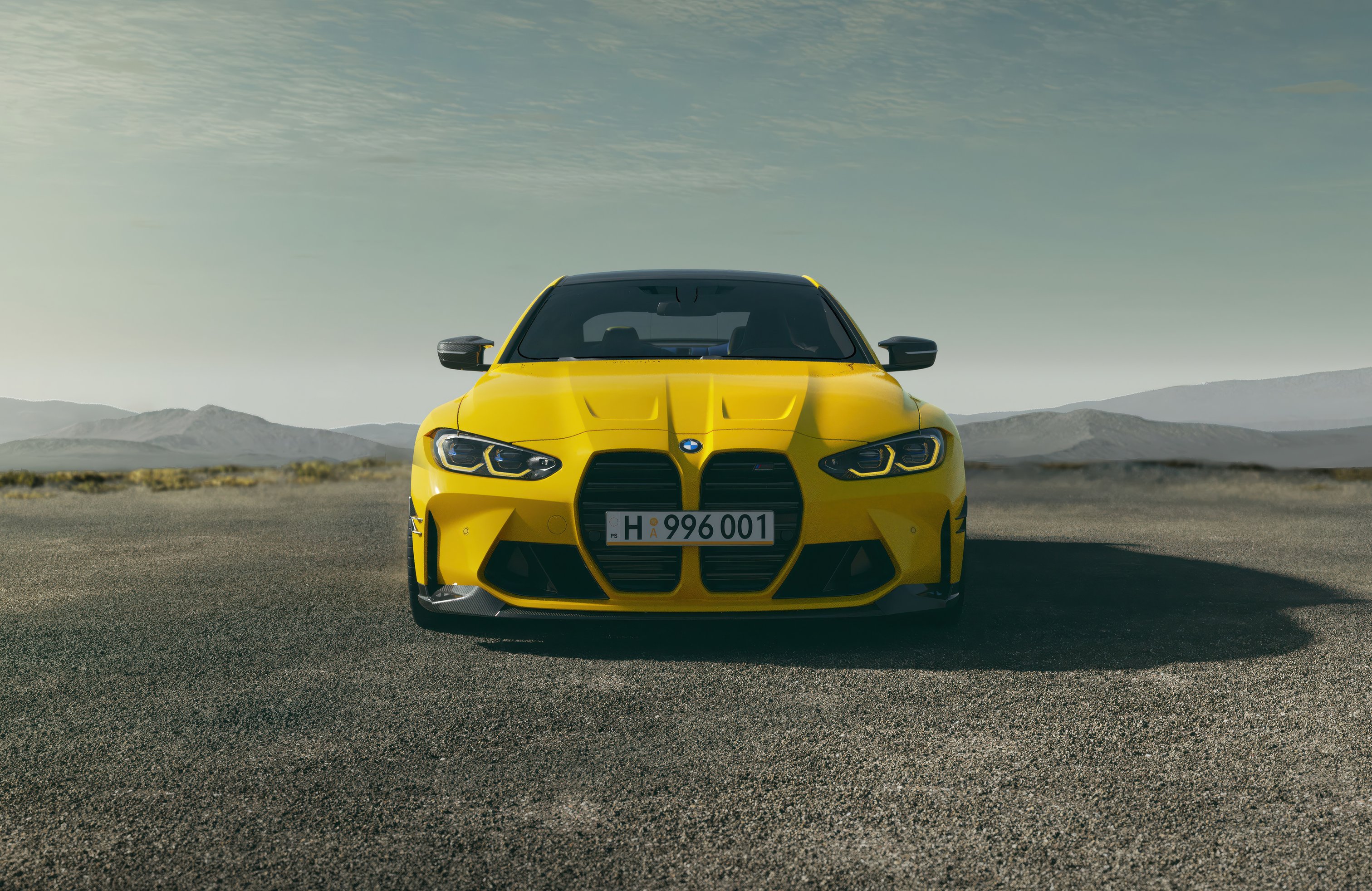 Yellow BMW M4 front view - Wallpapers for Apple MacBook 14.2″ in 3024x1964 resolution
