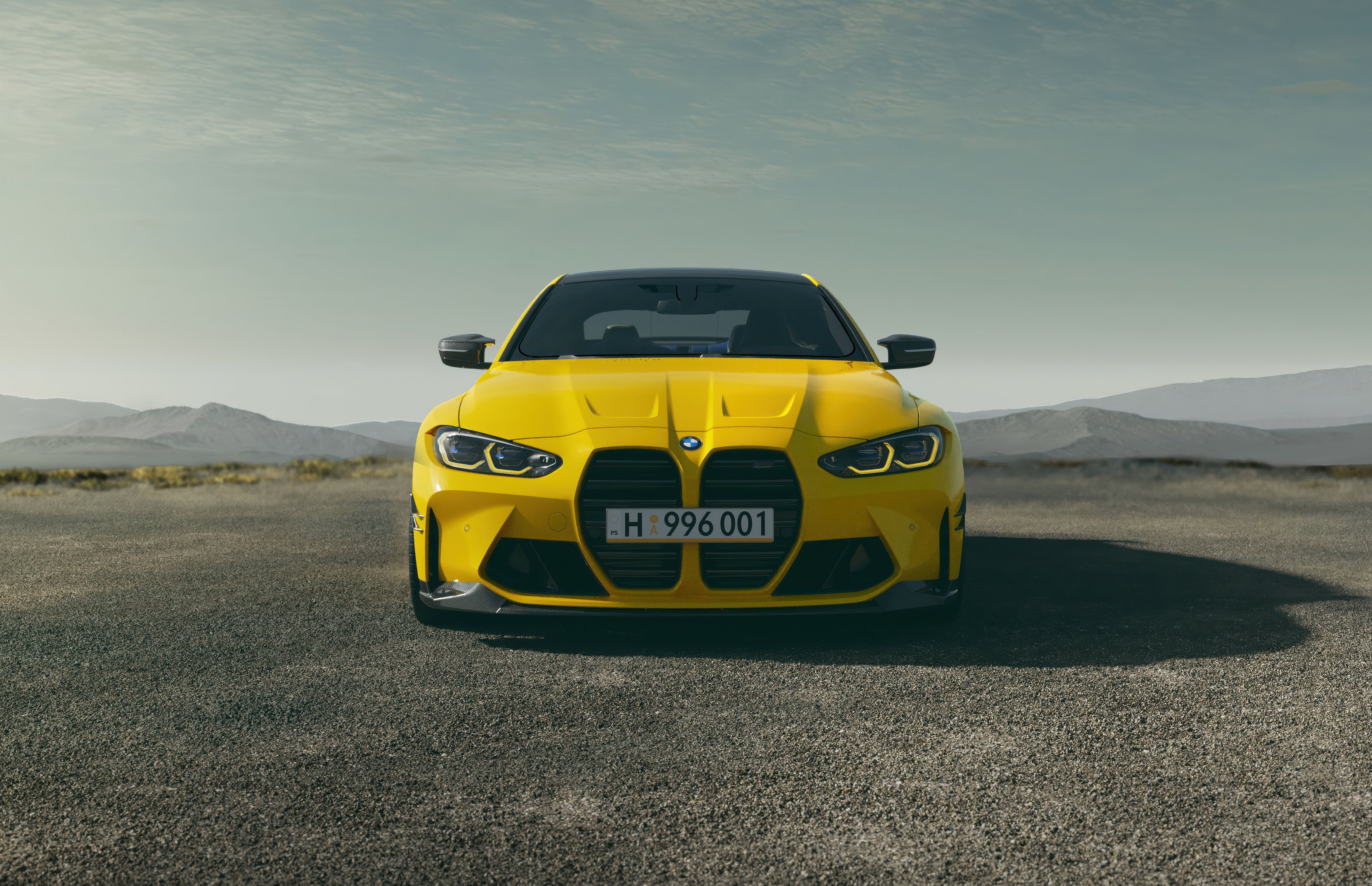 Yellow BMW M4 front view - Wallpapers for Apple MacBook 16.2″ in 3456x2234 resolution