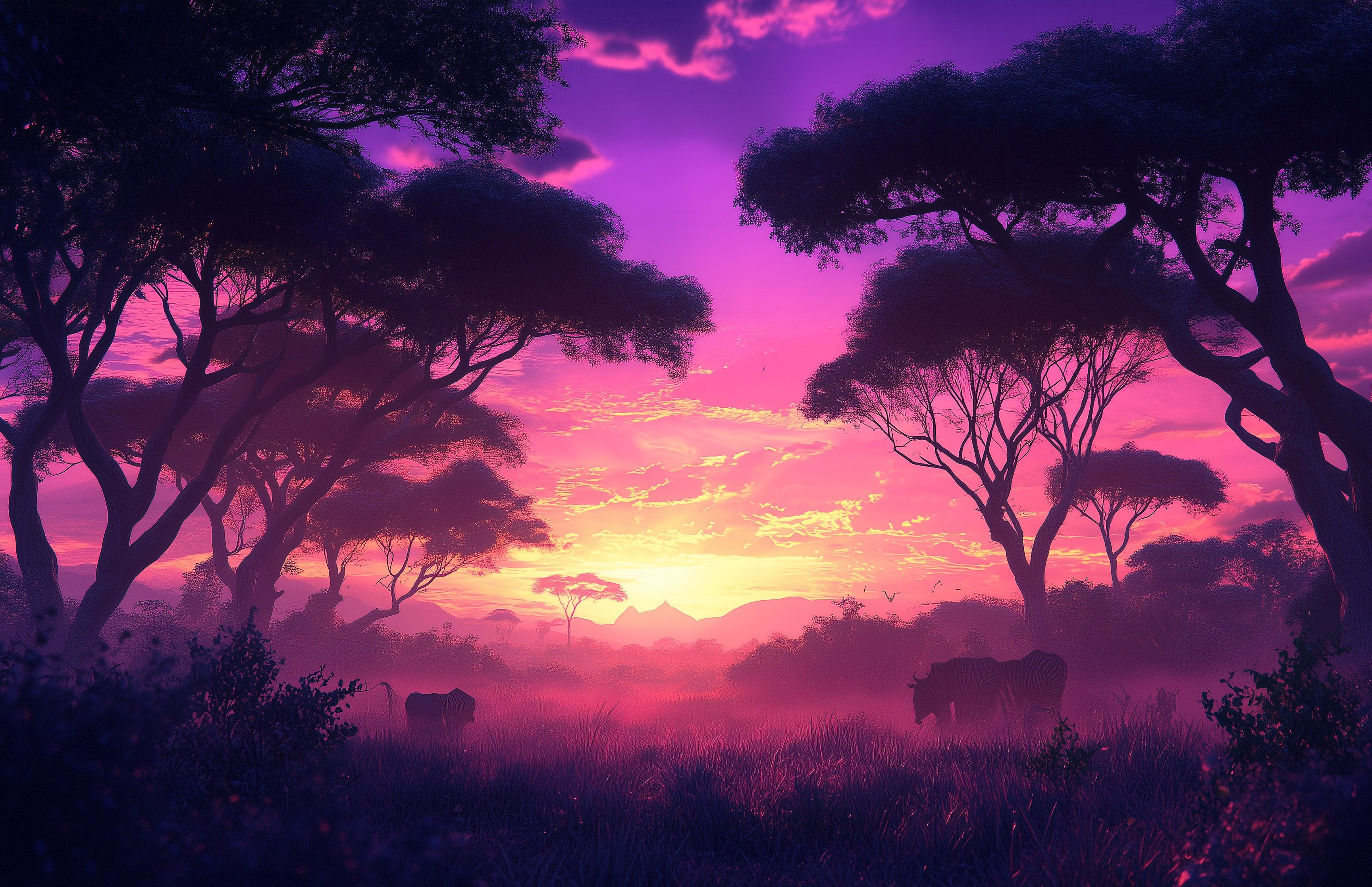 African Sunset Safari - Wallpapers for Apple MacBook 16.2″ in 3456x2234 resolution