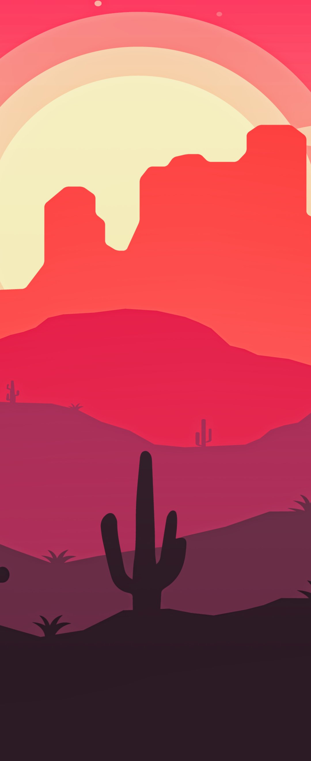 Desert with a cactus in a red sunset - Wallpapers for Samsung Galaxy Z Flip6, Motorola Razr 2025 in 1080x2640 resolution