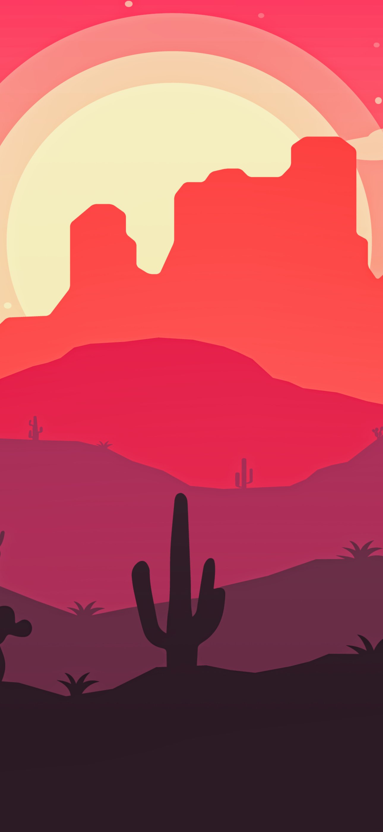 Desert with a cactus in a red sunset - Wallpapers for iPhone 15 Pro Max/14 Pro Max in 1290x2796 resolution