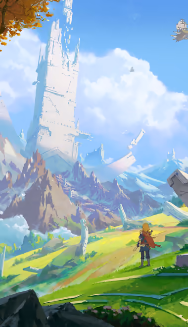 Fantasy wallpapers: warrior, ruins, mountains, forest