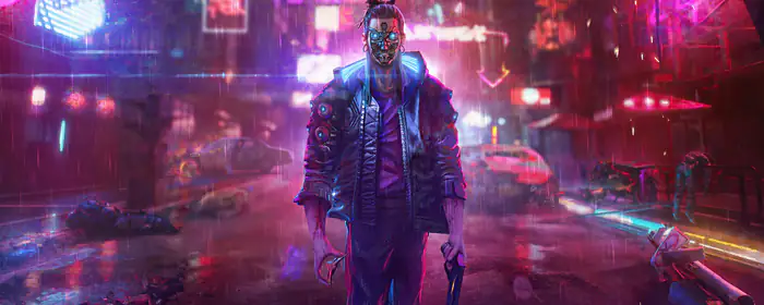 5K2K UltraWide 21:9 cybernetics wallpapers (5120x2160): Cyberpunk 2077, cybernetic implants, man, neon
