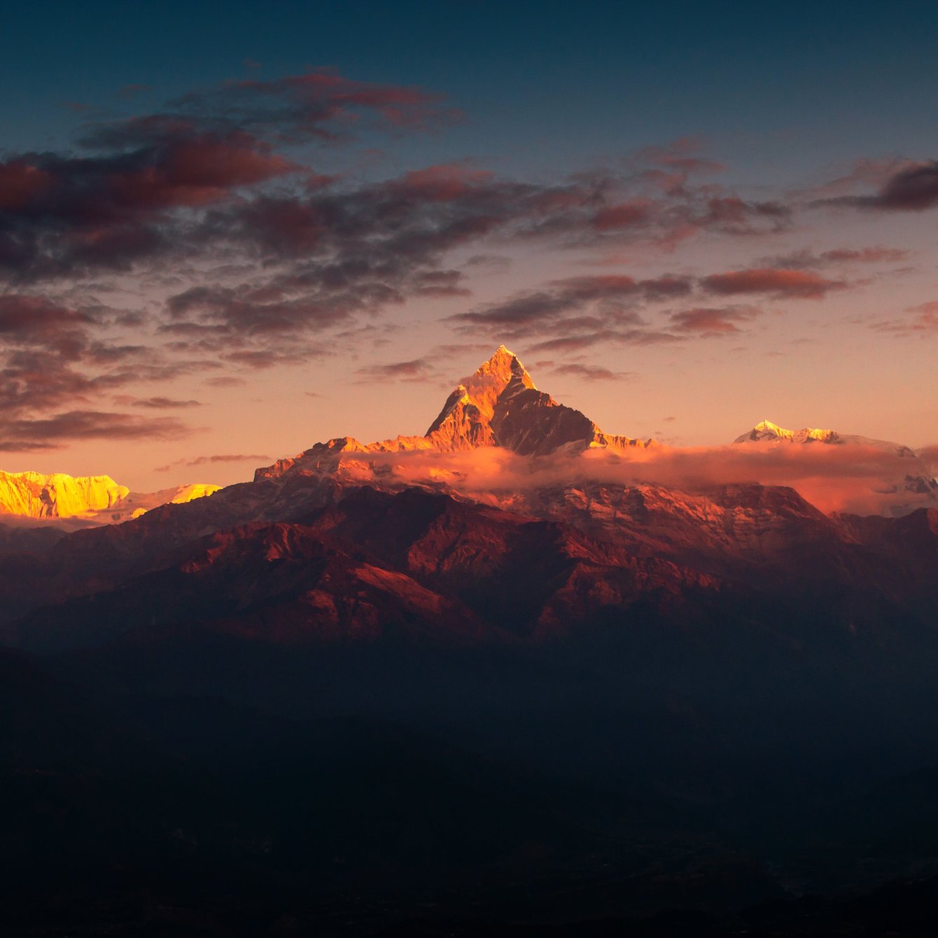 Orange sunset in the Himalayas - Wallpapers for Samsung Galaxy Tab in 1340x1340 resolution