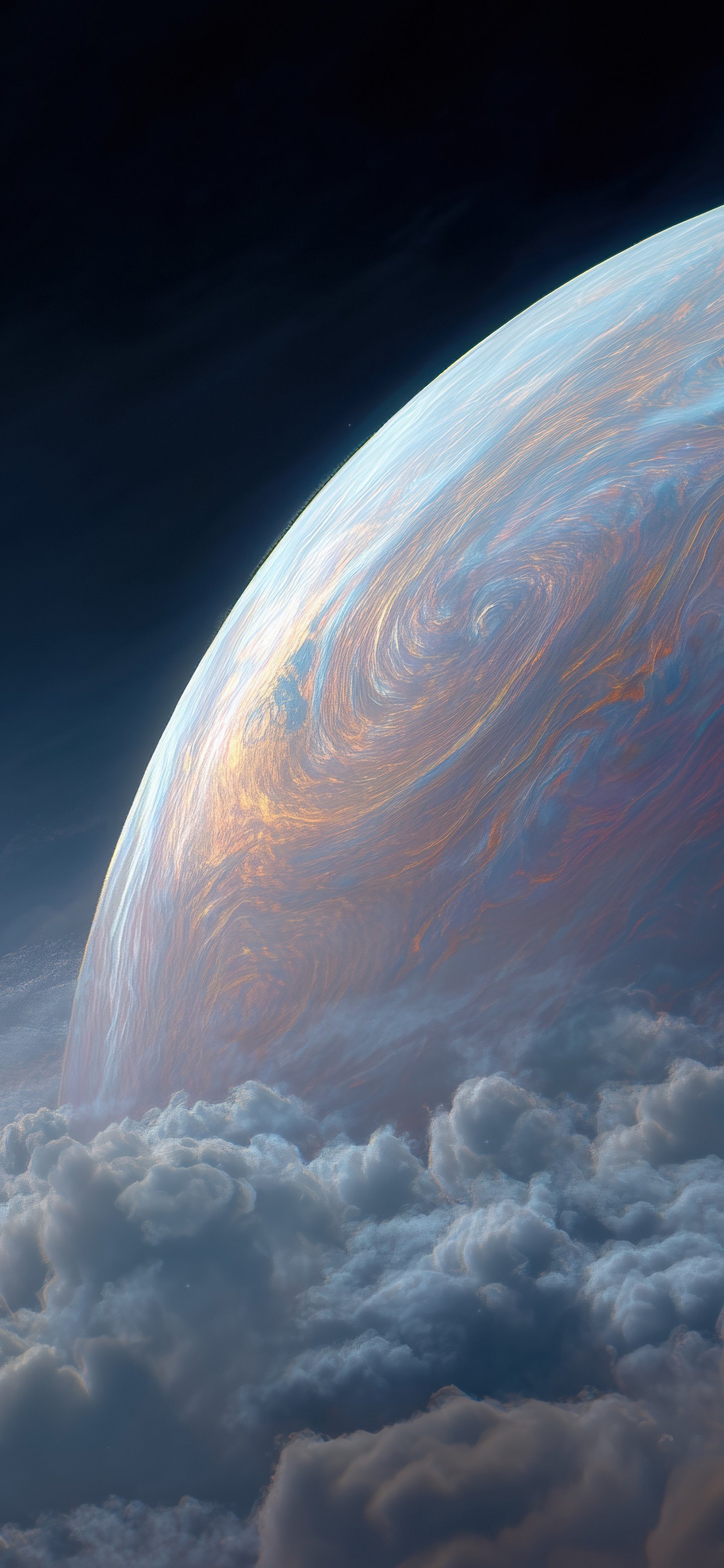 Planet among cosmic clouds - Wallpapers for Samsung Galaxy S24/S24 Ultra/S25 Ultra/S25+/S26 Ultra in 1440x3120 resolution