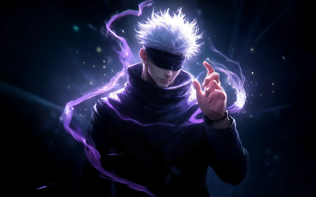 Satoru Gojo with magical powers — desktop and phone wallpaper, free download