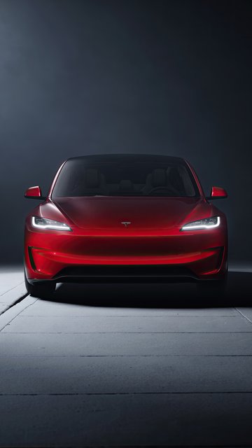 Red Tesla Model 3 Performance - Wallpapers for Nokia, Samsung in 360x640 resolution