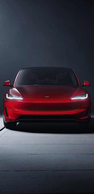 Красный Tesla Model 3 Performance - Обои для Samsung в разрешении 360x740