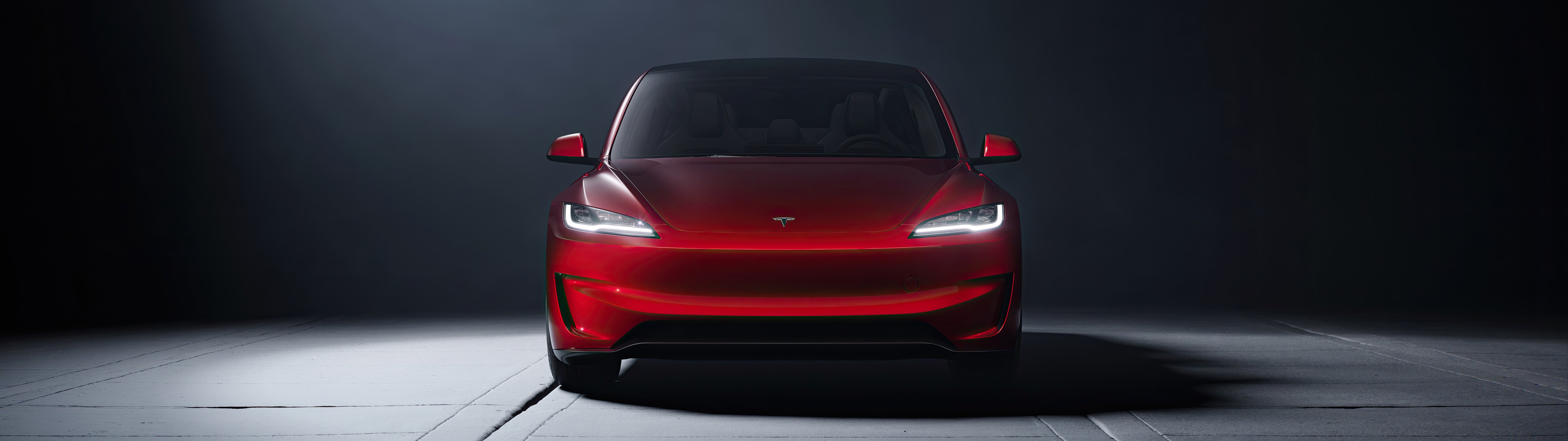 Red Tesla Model 3 Performance - UltraWide 32:9 wallpapers in 5120x1440 resolution