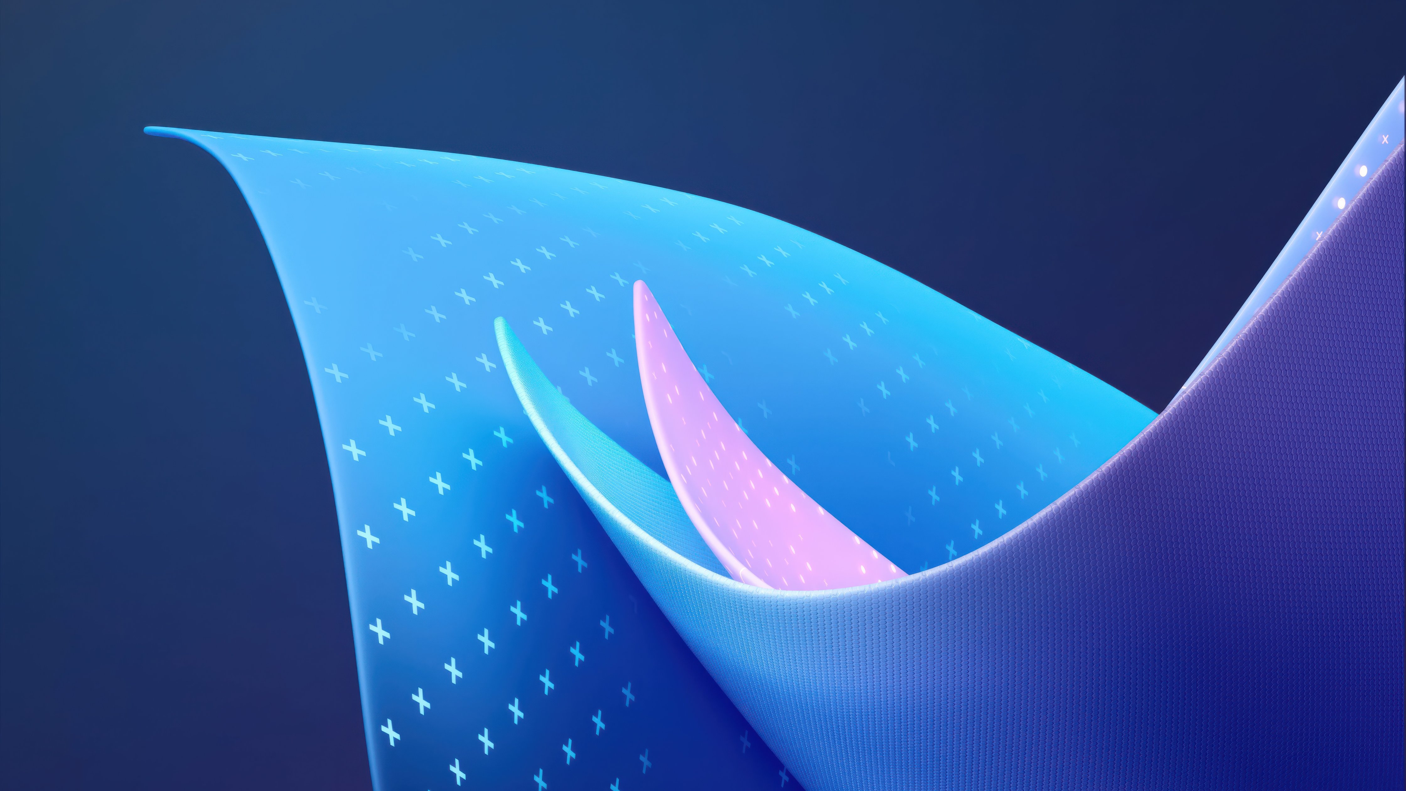 Curved blue waves with crosses - Wallpapers for Apple iMac 24″ in 4480x2520 resolution