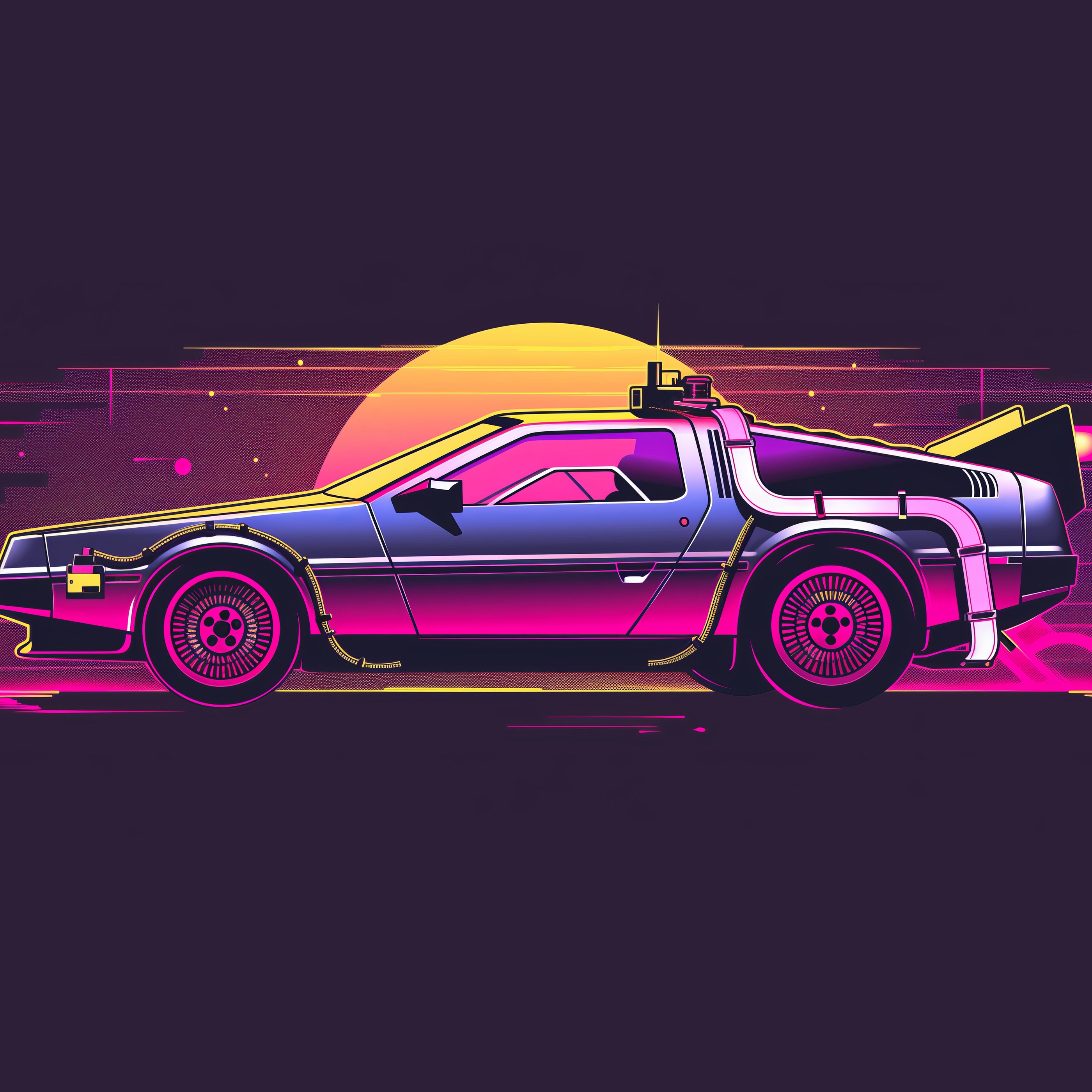 Retro DeLorean from Back to the Future - Wallpapers for Samsung Galaxy Tab S9+ in 2800x2800 resolution