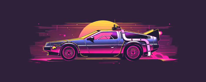 UltraWide 21:9 wallpapers (2560x1080): DeLorean DMC-12, Back to the Future, neon, sunset