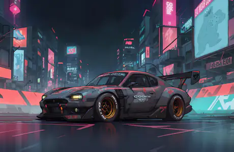 Reflection Wallpapers: cyberpunk, JDM, sports car, neon