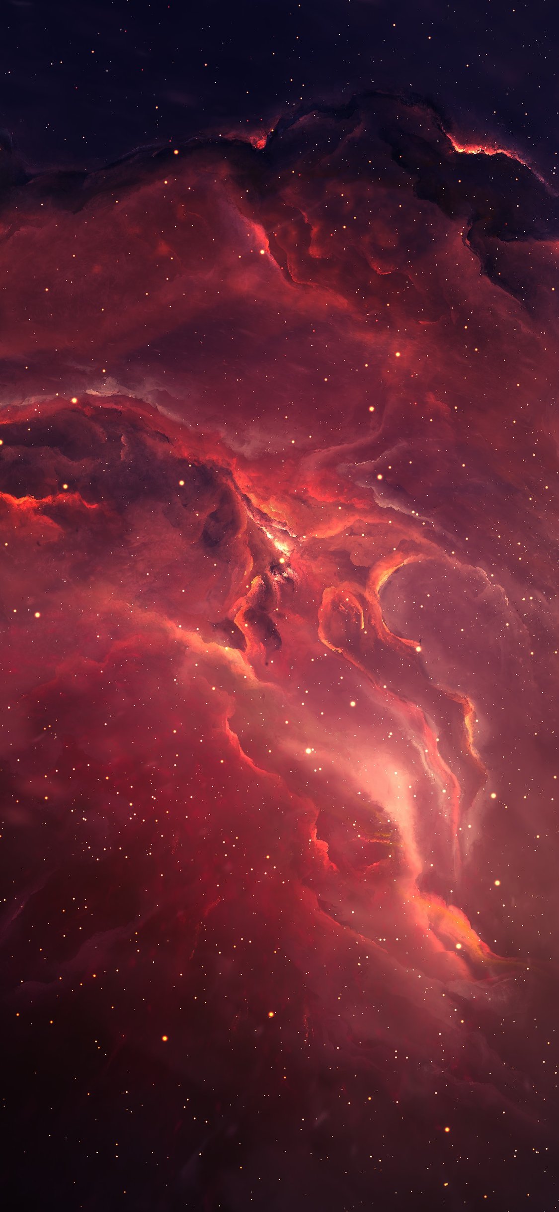 Red Space Nebula clouds - Wallpapers for iPhone X/XS/11 Pro in 1125x2436 resolution