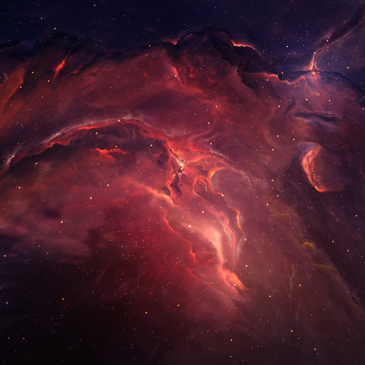 Red Space Nebula clouds - Wallpapers for Lenovo, Huawei in 1280x1280 resolution