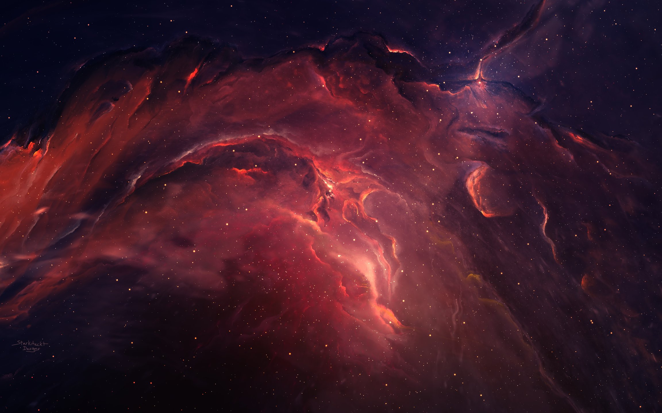 Red Space Nebula clouds - Wallpapers for Apple MacBook 12″ in 2304x1440 resolution