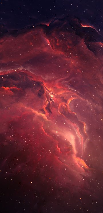 Red Space Nebula clouds - Wallpapers for Samsung in 360x740 resolution