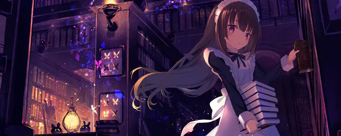 5K2K UltraWide 21:9 wallpapers (5120x2160): anime girl, school uniform, purple eyes, library