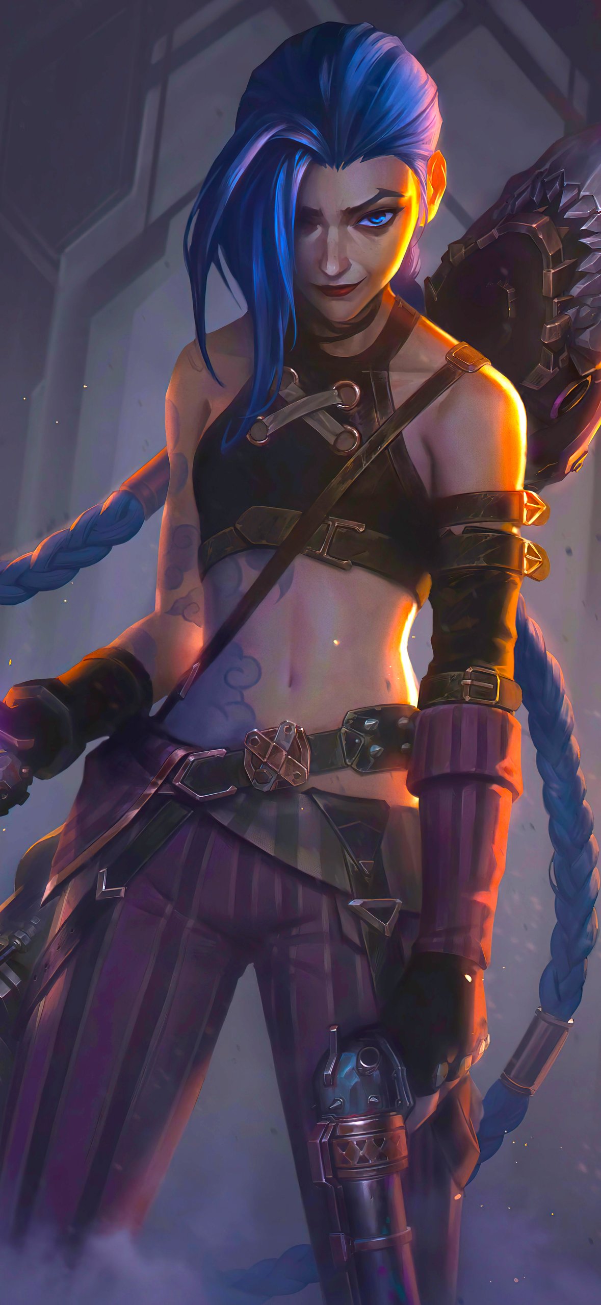 Jinx is equipped with a weapon - Wallpapers for iPhone 14 Pro/15 Pro in 1179x2556 resolution