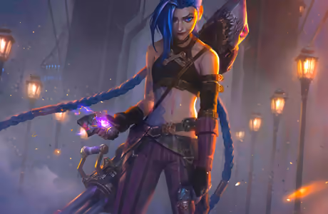 WXGA_1280 Streetlight wallpapers (1280x800): Jinx, League Of Legends, blue hair, weapons