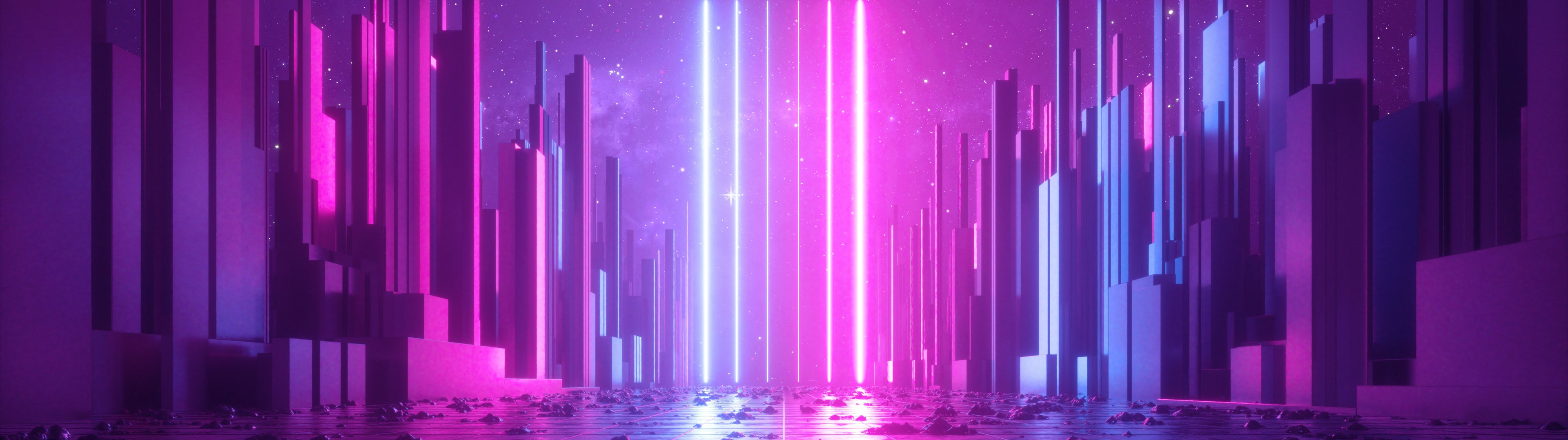 Neon poles - UltraWide 32:9 wallpapers in 3840x1080 resolution