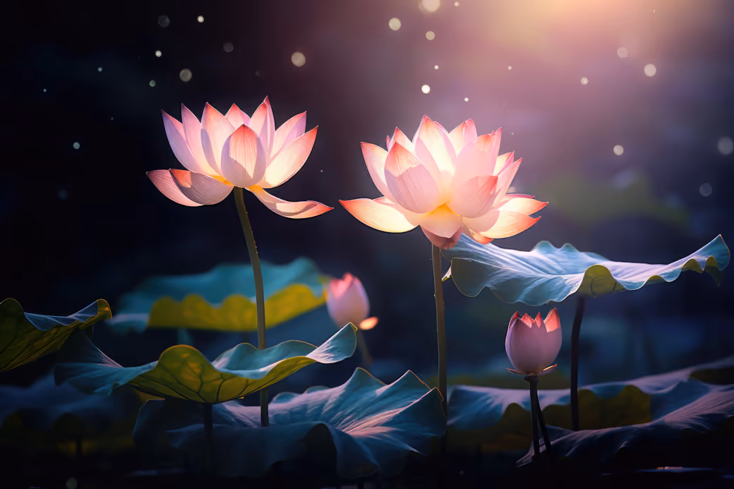 Shining lotuses at night - Wallpapers for Samsung Galaxy Tab in 1920x1920 resolution