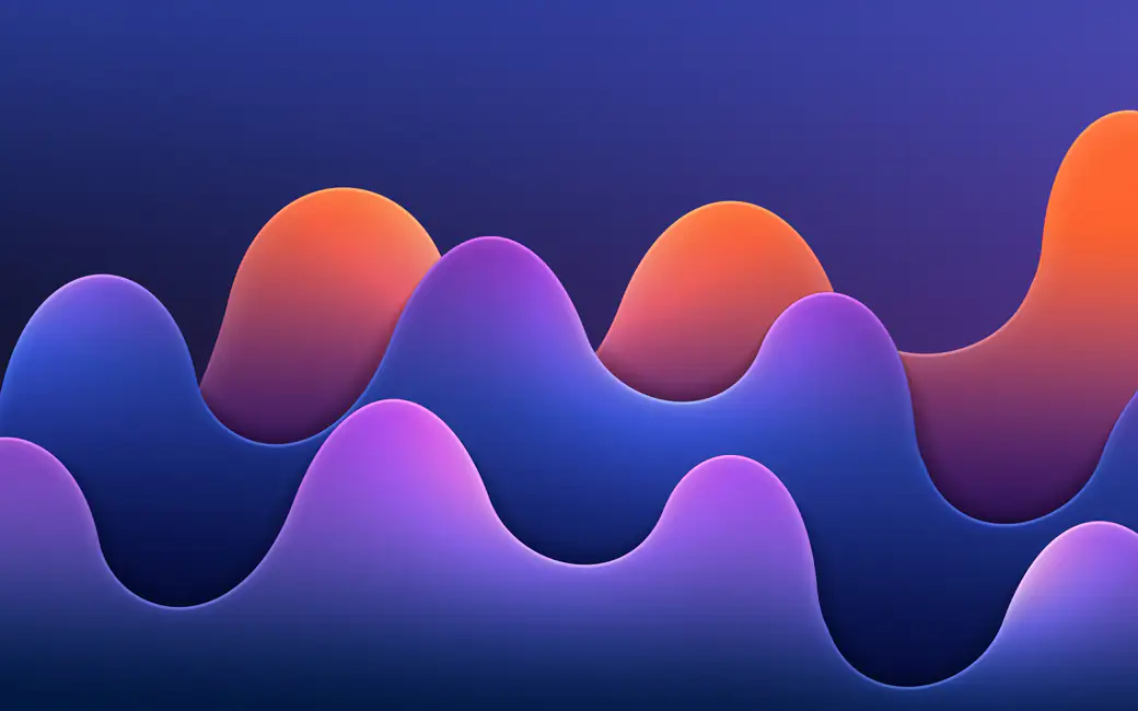 Colorful abstract wave shapes blending — desktop and phone wallpaper, free download