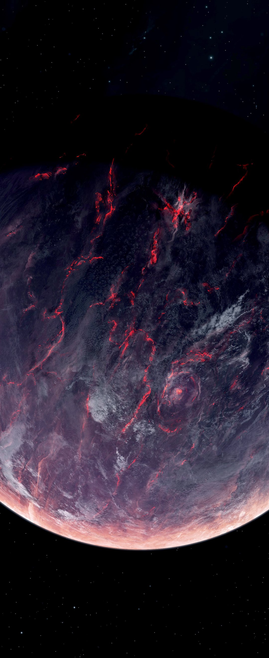 Volcanic planet with red lava - Wallpapers for Samsung Galaxy Z Flip6, Motorola Razr 2025 in 1080x2640 resolution
