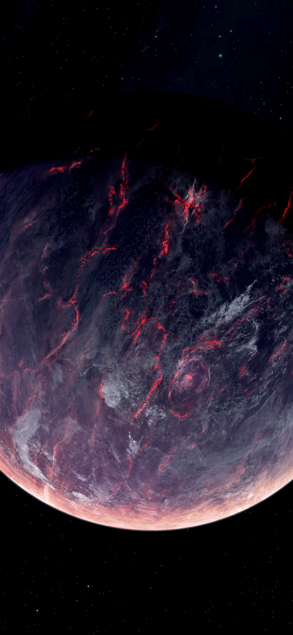 Volcanic planet with red lava - Wallpapers for iPhone 14 Pro/15 Pro in 1179x2556 resolution