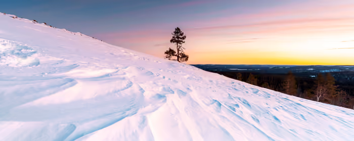UltraWide 32:9 обои холод (3840x1080): снег, зима, закат, вечер