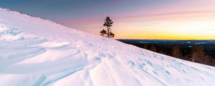 UltraWide 21:9 обои снег (3440x1440): снег, зима, закат, вечер