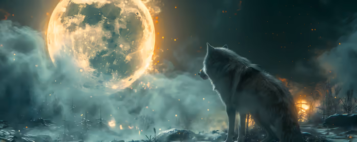 UltraWide 21:9 wallpapers (2560x1080): wolf, moon, night, fog