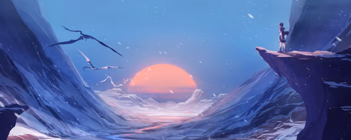 UltraWide 32:9 обои холод (3840x1080): долина, закат, снег, река