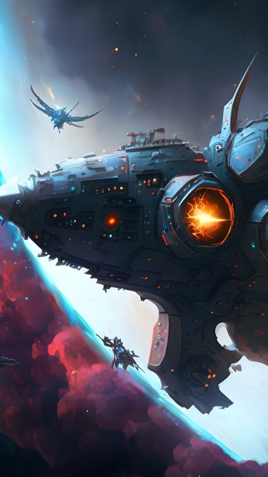 Massive spaceship orbiting a planet - Wallpapers for Samsung, HTC, Sony in 540x960 resolution